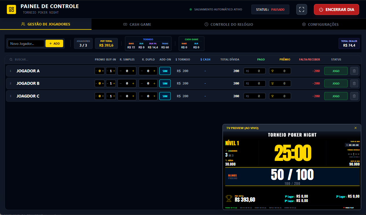 Interface do Poker Pilot